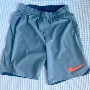 Men’s Nike Dri-FIT Running Shorts, Size Small, Grey, Orange